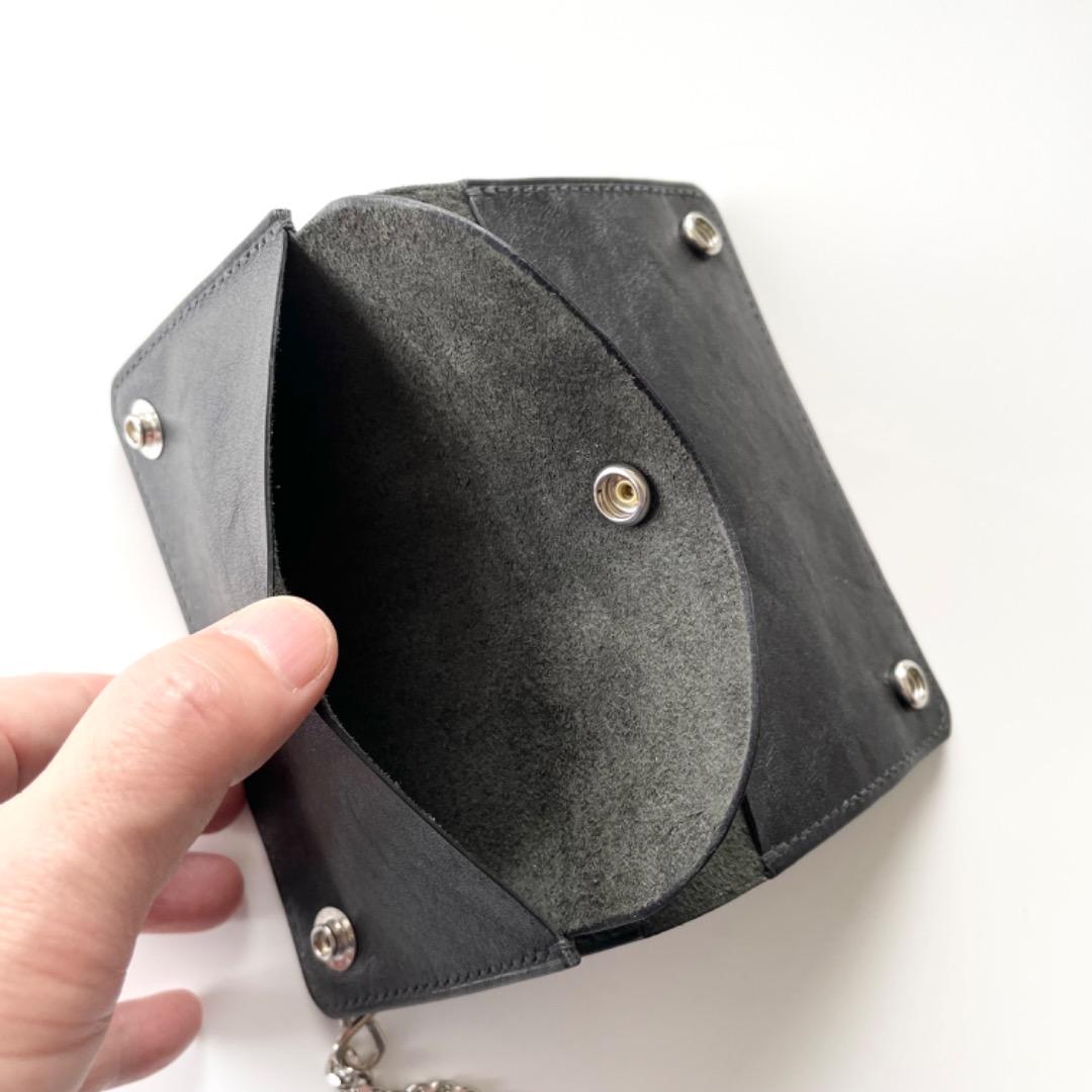 ミドルトラッカーウォレット　クロススタッズ　UKレザー　USA製ジッパー