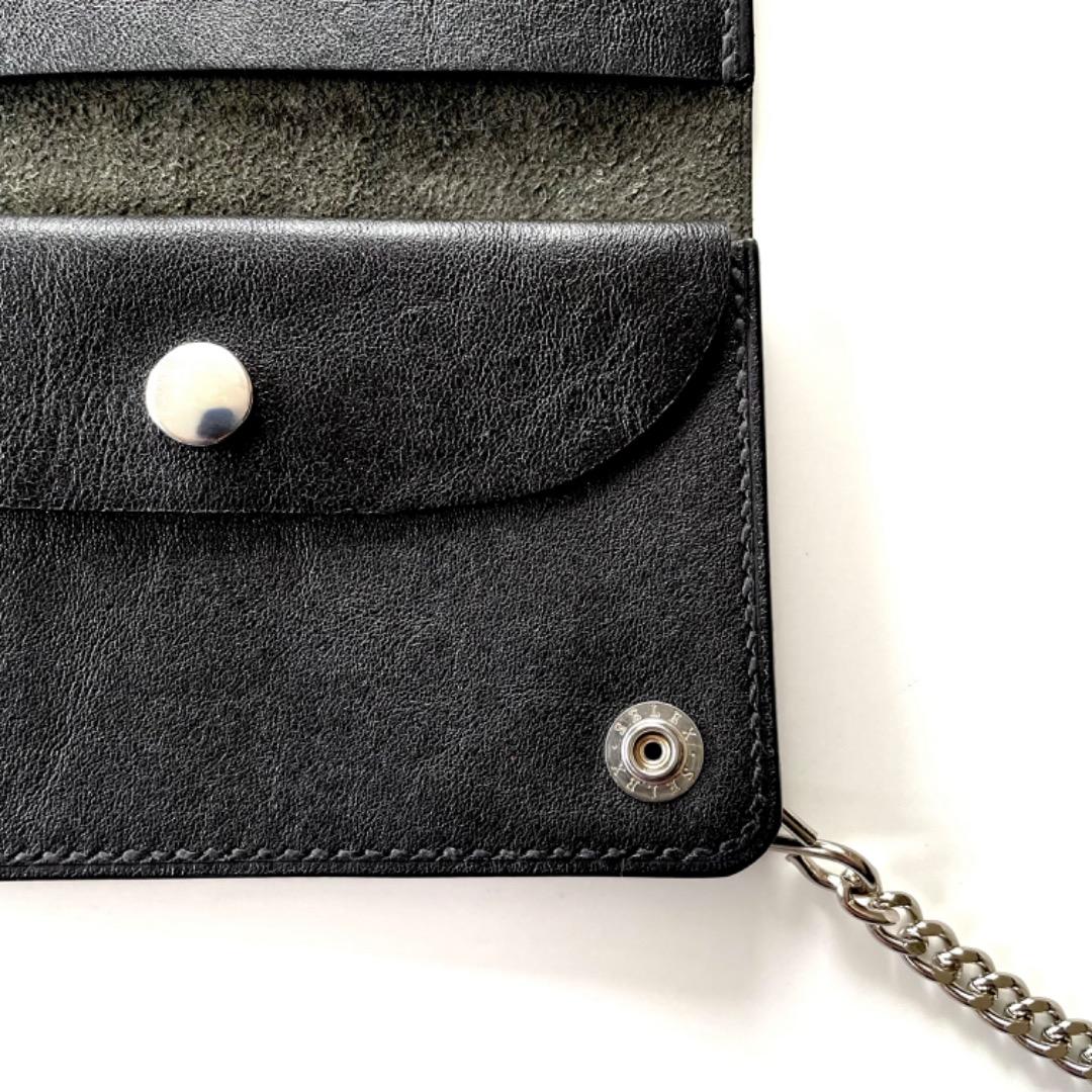 ミドルトラッカーウォレット　クロススタッズ　UKレザー　USA製ジッパー