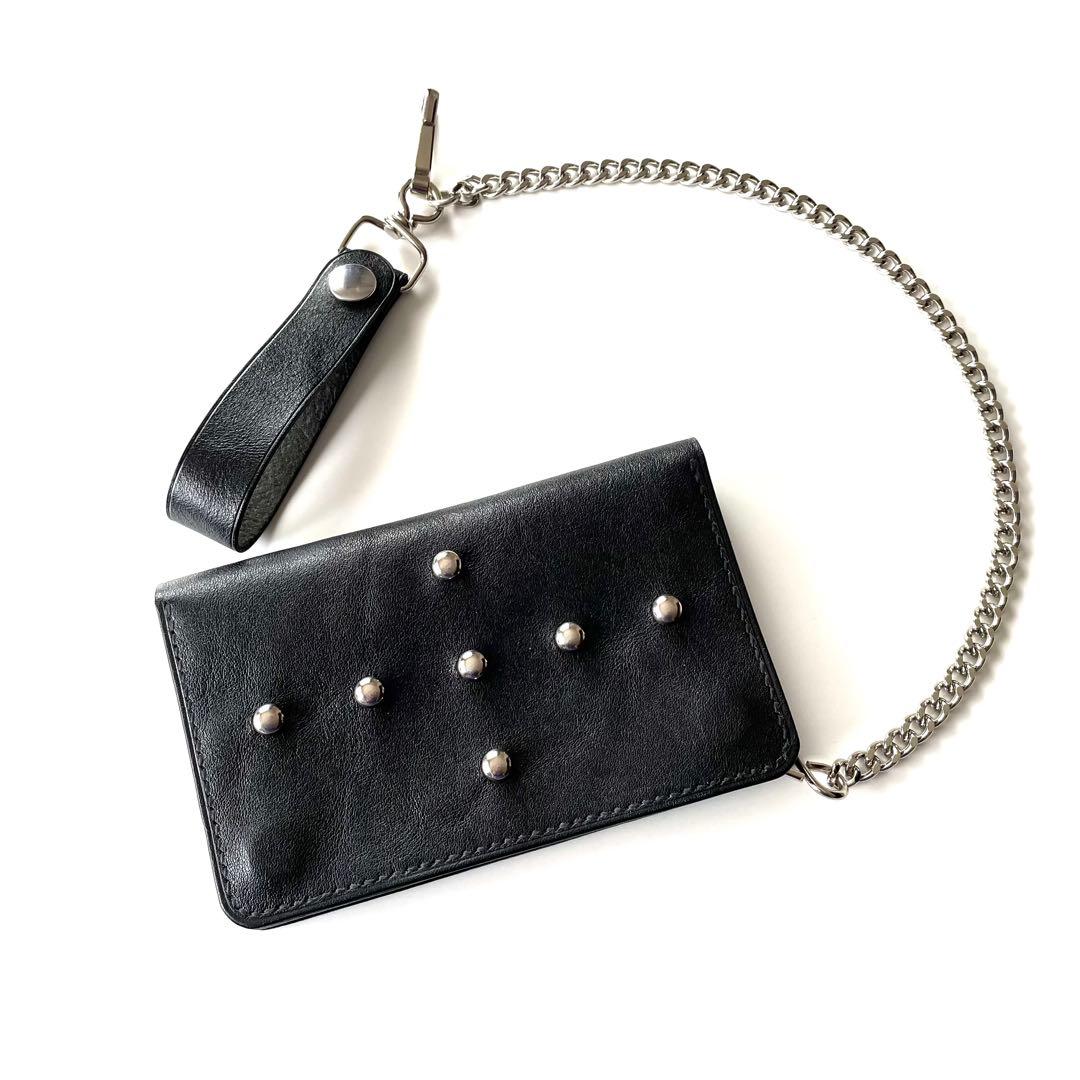 ミドルトラッカーウォレット　クロススタッズ　UKレザー　USA製ジッパー