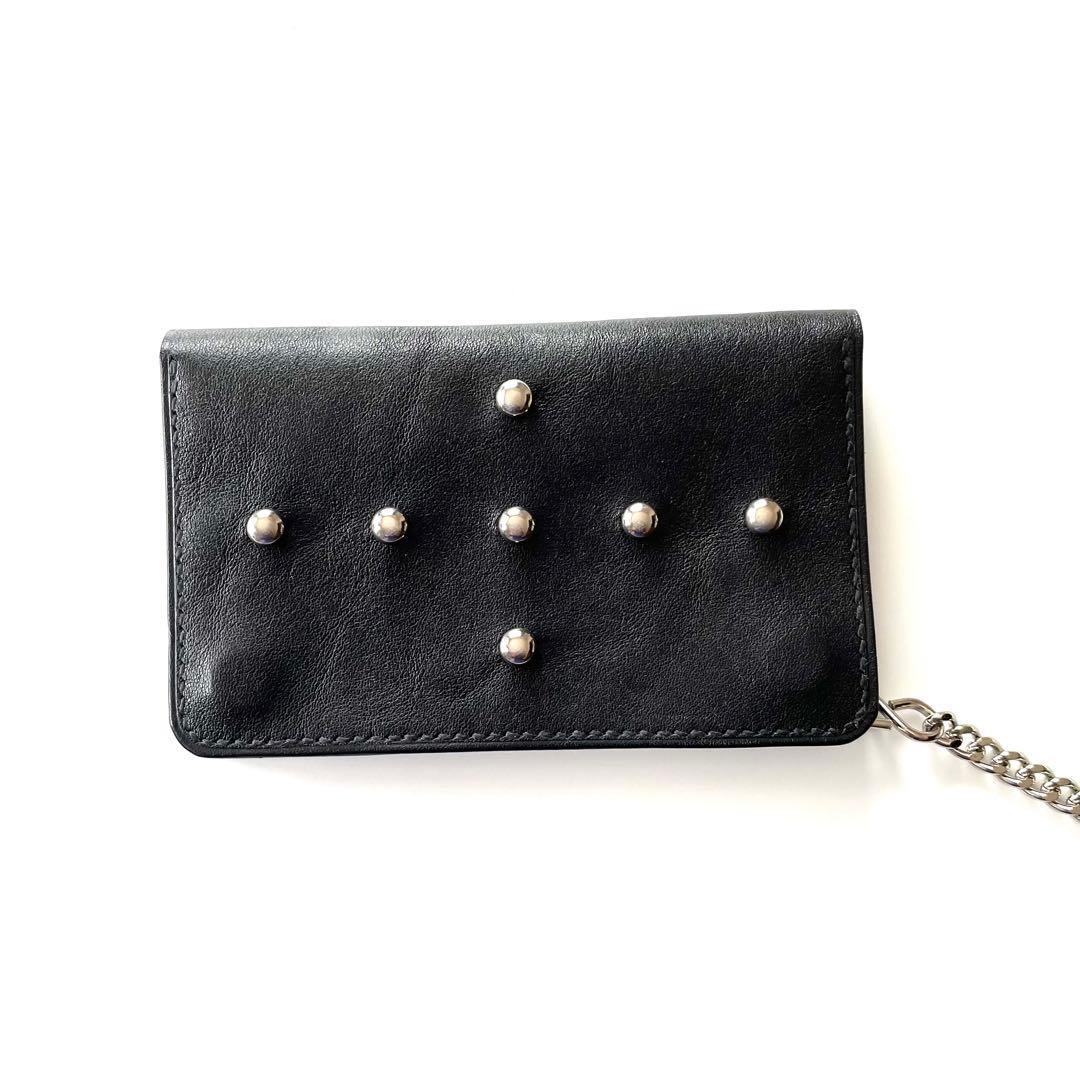 ミドルトラッカーウォレット　クロススタッズ　UKレザー　USA製ジッパー