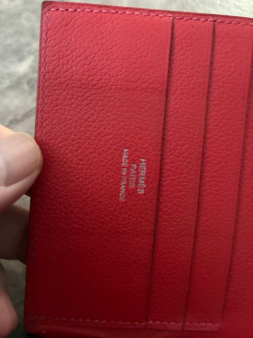 HERMES エルメス ポーカーGM ルージュカザックT刻印　マネークリップ