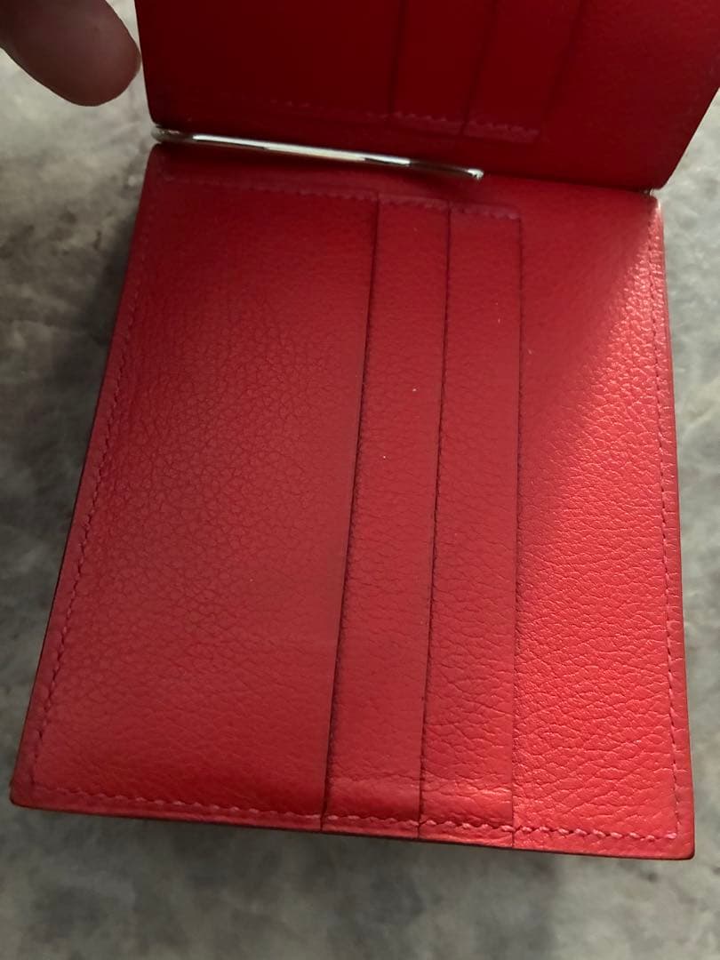HERMES エルメス ポーカーGM ルージュカザックT刻印　マネークリップ