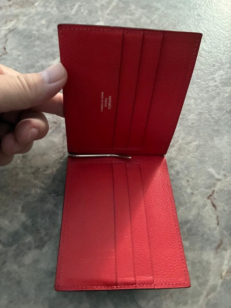 HERMES エルメス ポーカーGM ルージュカザックT刻印　マネークリップ