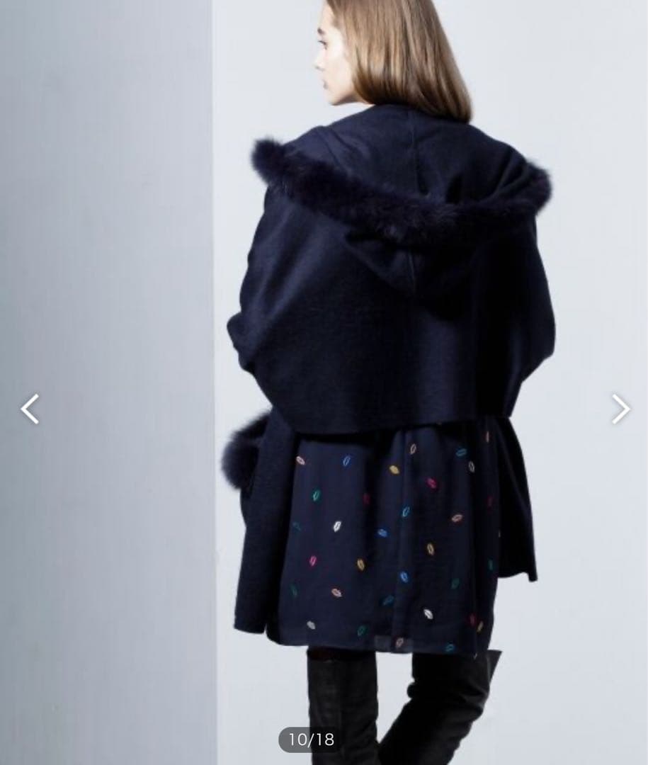 グレースコンチネンタル フォックスファー ストール カシミヤ100%