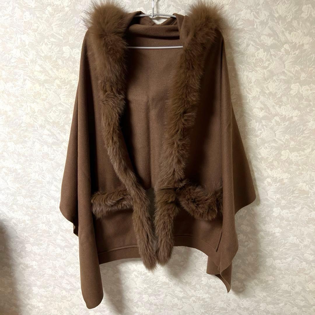 グレースコンチネンタル フォックスファー ストール カシミヤ100%