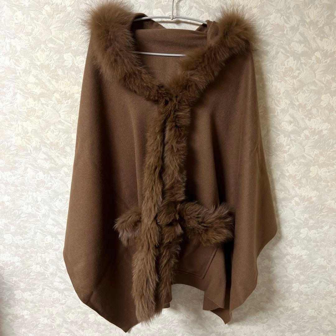 グレースコンチネンタル フォックスファー ストール カシミヤ100%