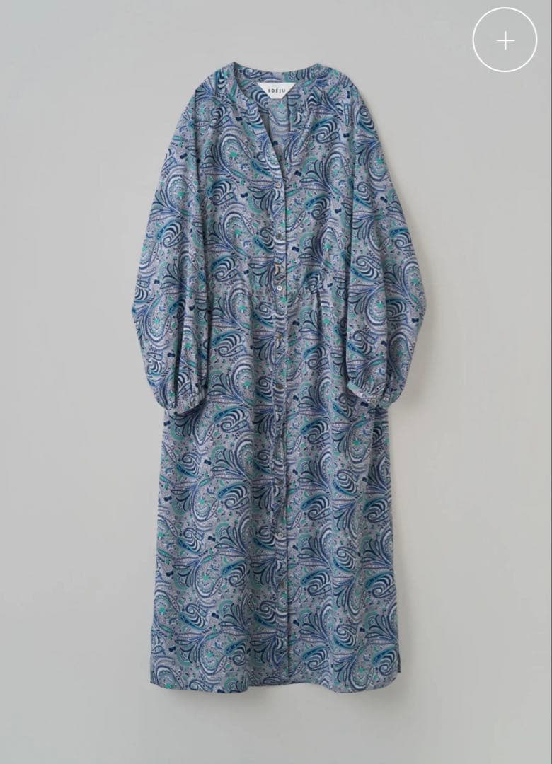 SOEJU ソージュ　ペイズリー柄ワンピース　L.GLAY ライトグレーFREE