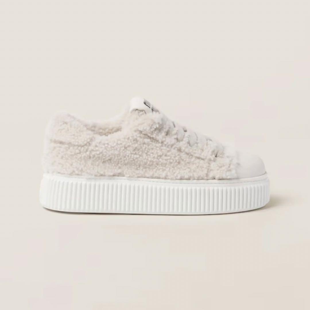 miumiu ミュウミュウ　シアリングスニーカー　シープスキンスニーカー　35