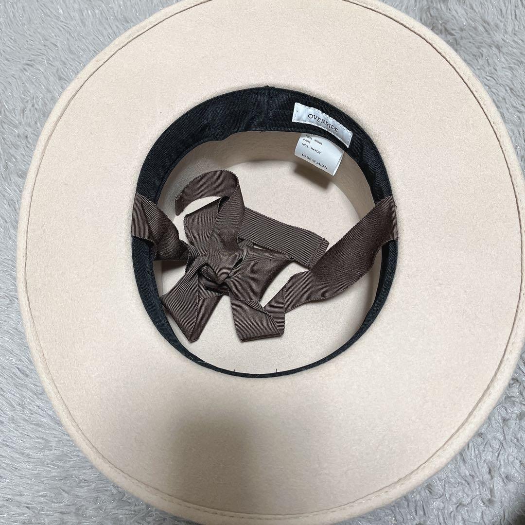 オーバーライド 美品フェルトリボンハット 秋冬春物