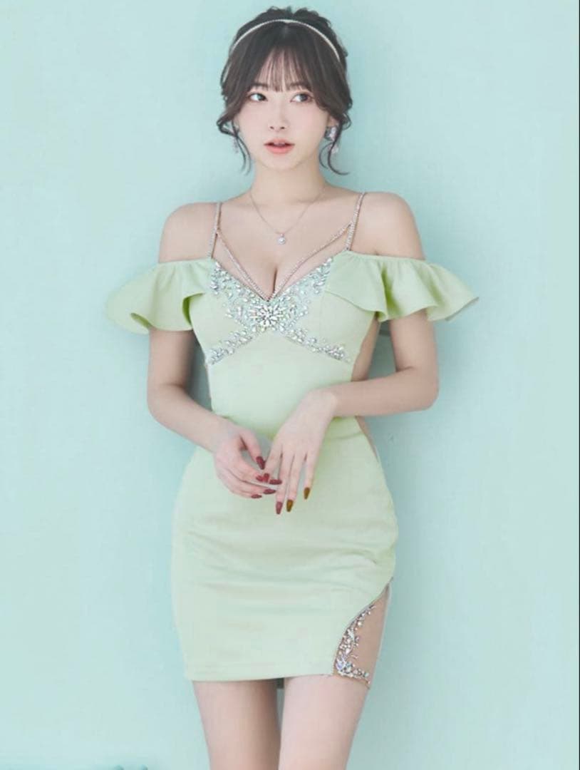 美品　ANGEL R エンジェルアール ナイトドレス ビジュ ミントグリーン