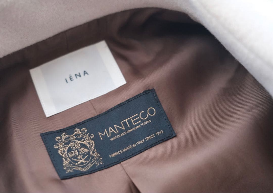 IENA／MANTECOオーバーサイズノーカラーコート ホワイトベージュ34