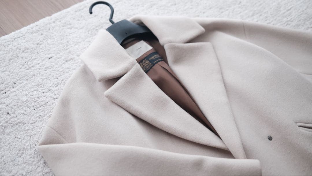 IENA／MANTECOオーバーサイズノーカラーコート ホワイトベージュ34