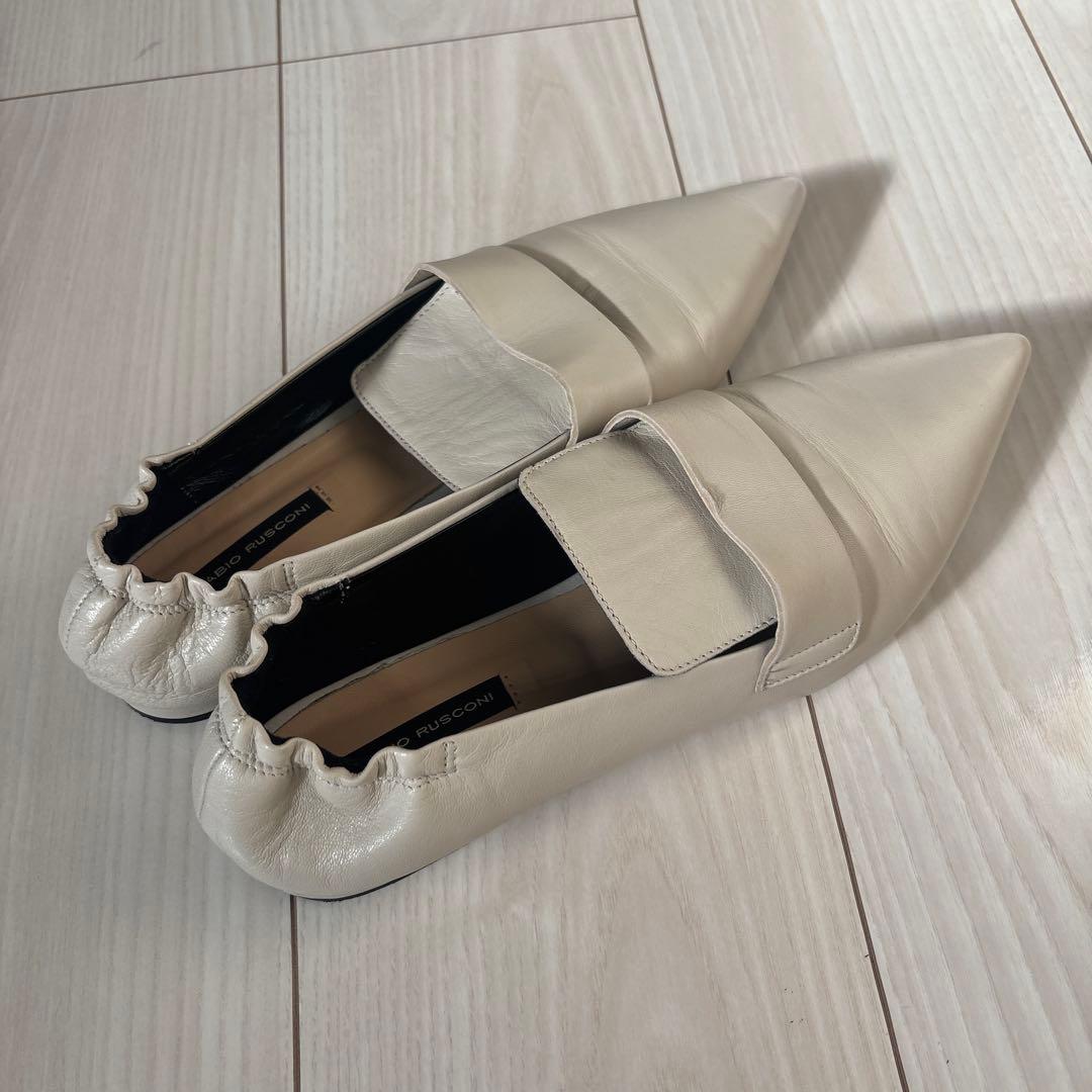 FABIO RUSCONI ファビオルスコーニ　白 フラットシューズ　39