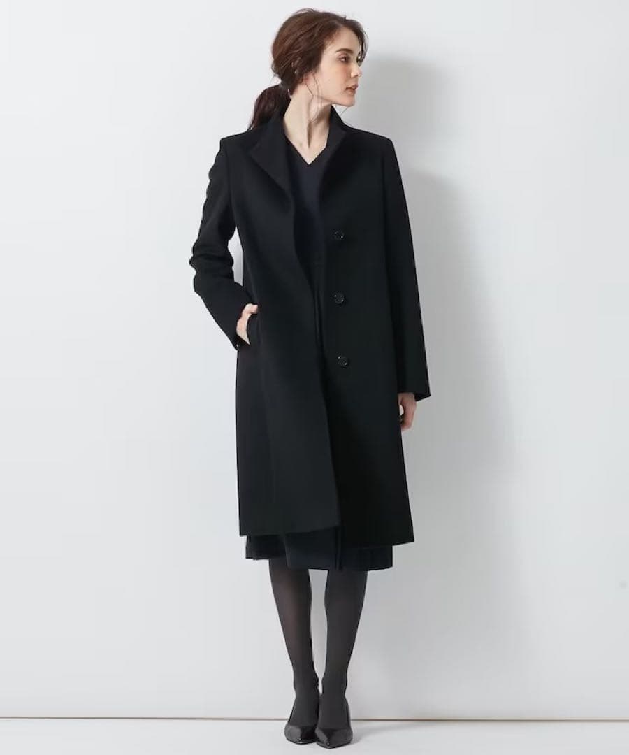 23区ウールカシミヤビーバー スタンドカラー コート38