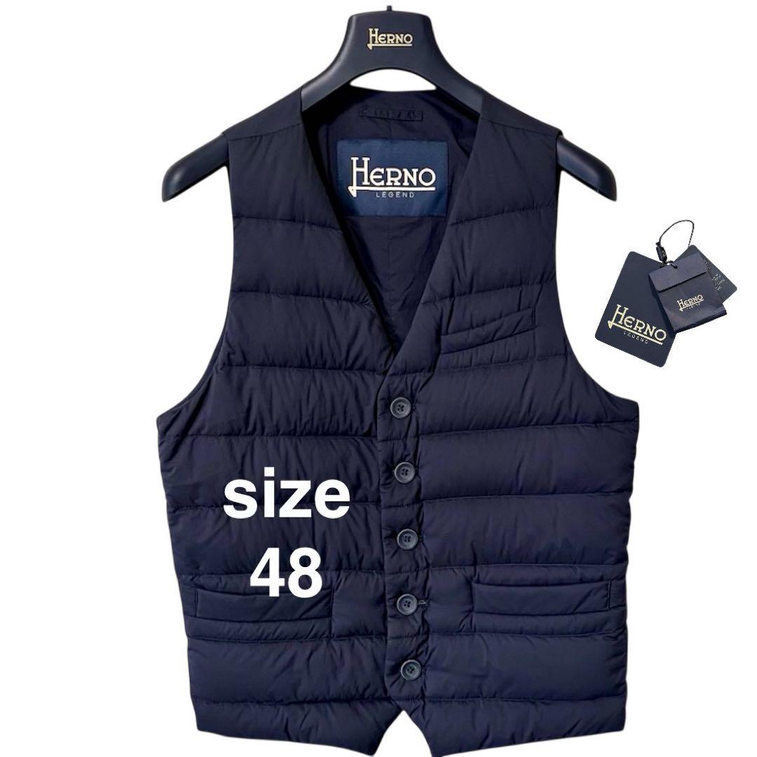 ヘルノ HERNO LEGEND ダウンベスト ジレ サイズ48 ダークネイビー