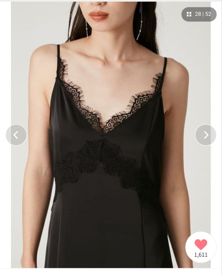 【新品未使用】フレイアイディー　レーストリムキャミワンピース　ブラック