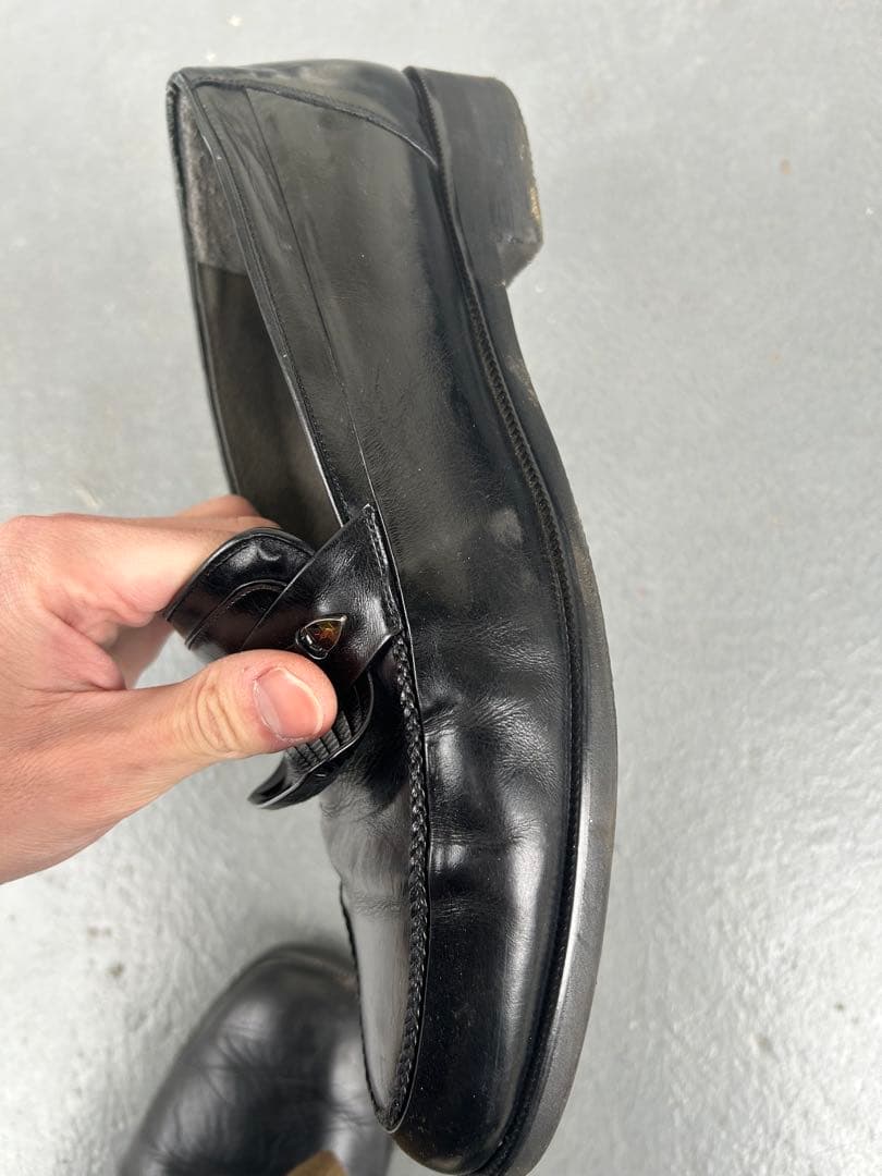 yves saint laurent 90s ブラックレザータッセルローファー