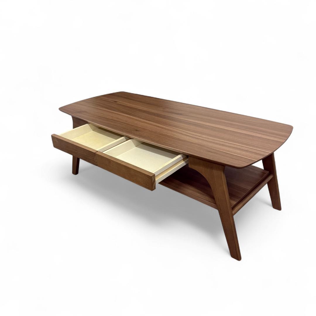 送料無料【新品】おしゃれ　収納棚＆引出し付/幅110cm/ローテーブル 木目調