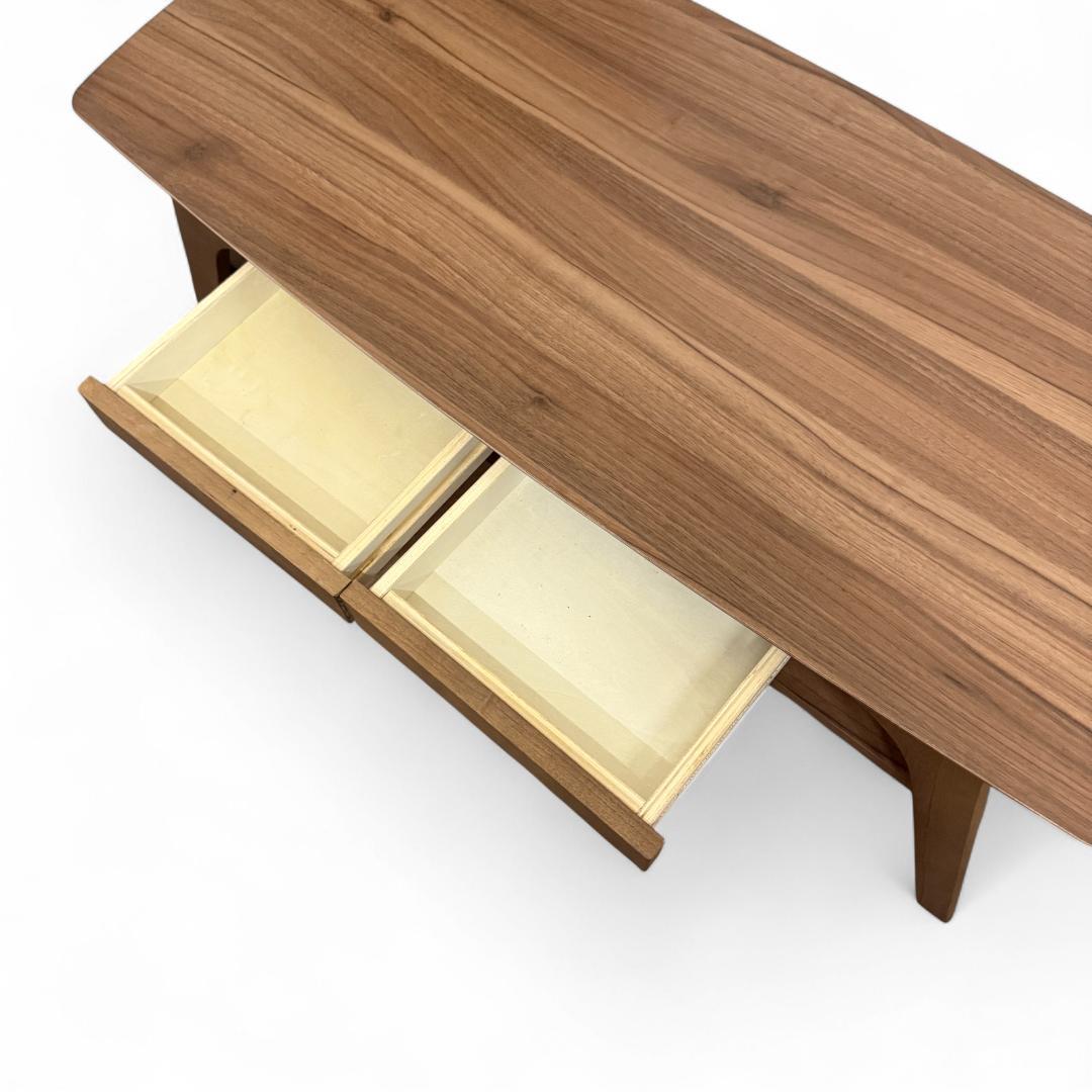 送料無料【新品】おしゃれ　収納棚＆引出し付/幅110cm/ローテーブル 木目調