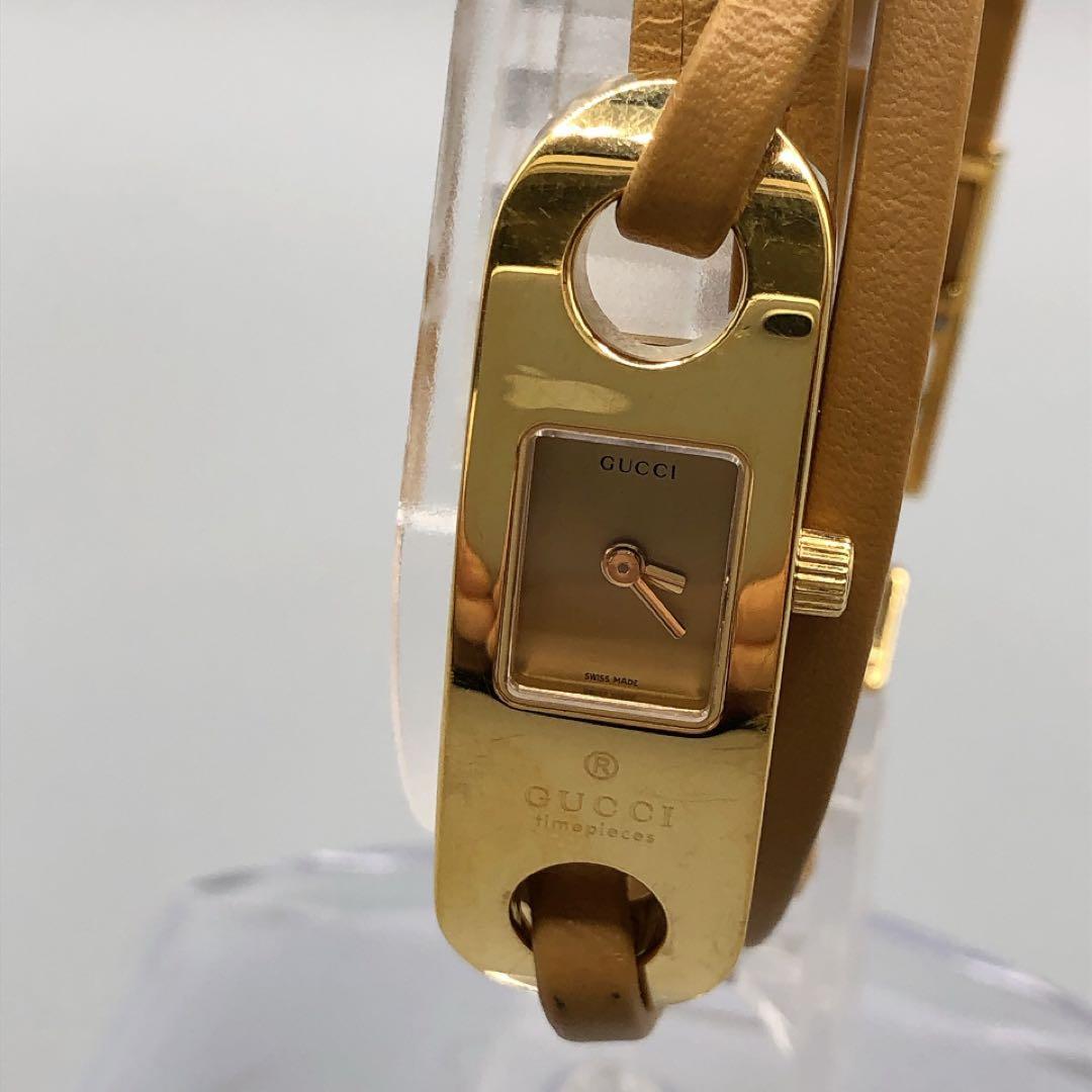 ジャンク　GUCCI 6100L　アナログ　腕時計　 ゴールド　バングル　不動