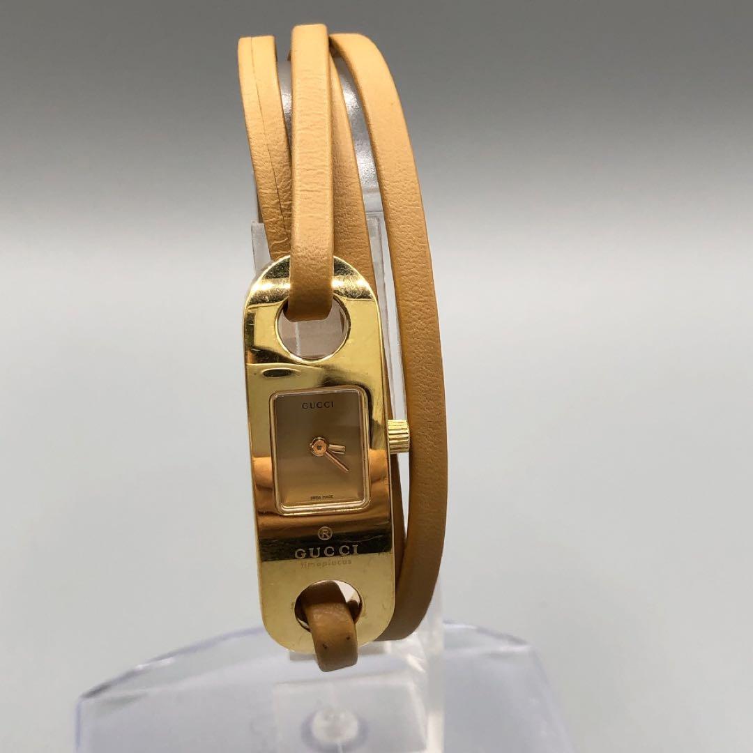 ジャンク　GUCCI 6100L　アナログ　腕時計　 ゴールド　バングル　不動