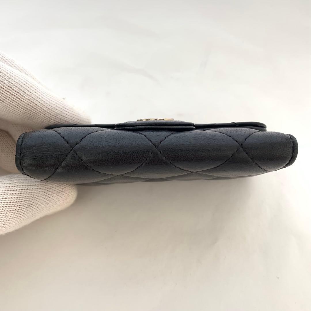 CHANEL シャネル キーケース マトラッセ ブラック ラムスキン