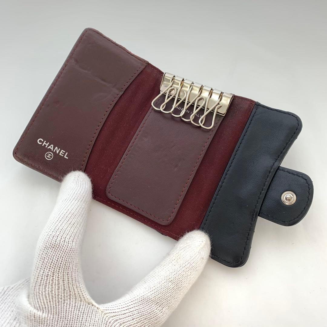 CHANEL シャネル キーケース マトラッセ ブラック ラムスキン