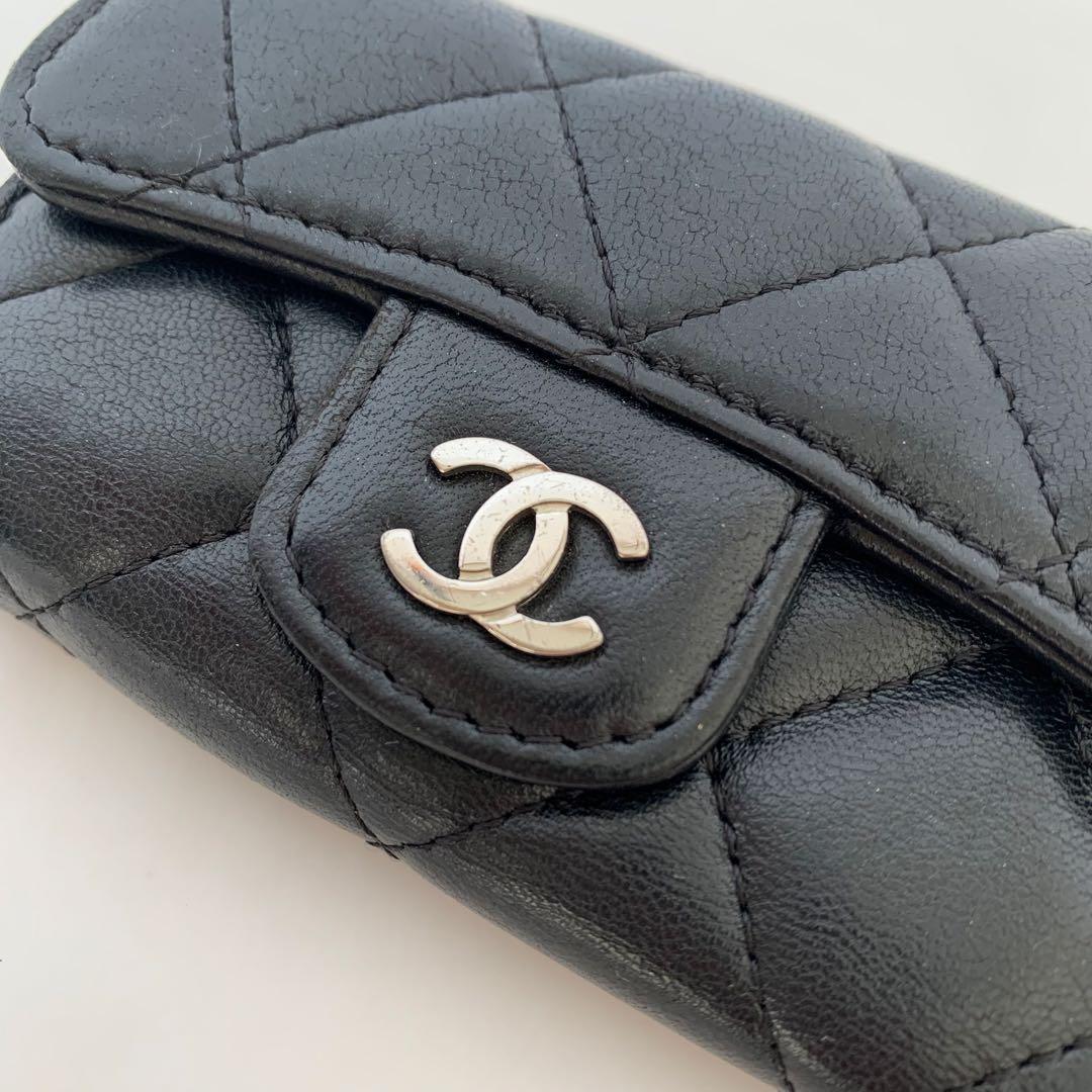 CHANEL シャネル キーケース マトラッセ ブラック ラムスキン