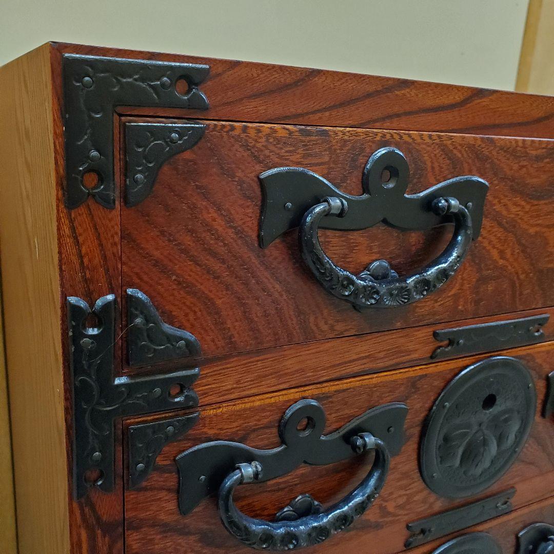 アンティーク 伝統的な船箪笥　木製箪笥 中型 引き出し