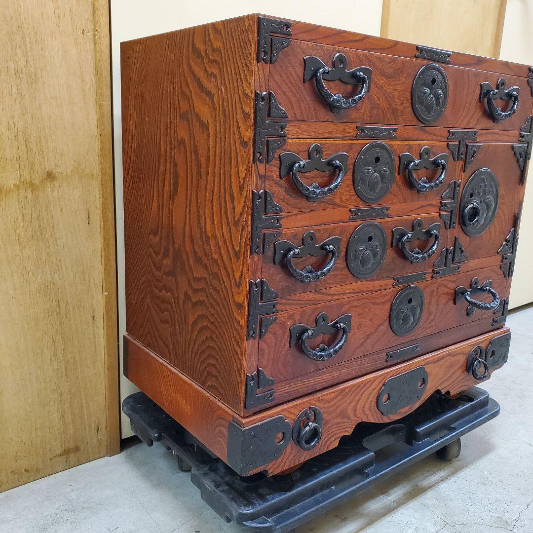 アンティーク 伝統的な船箪笥　木製箪笥 中型 引き出し