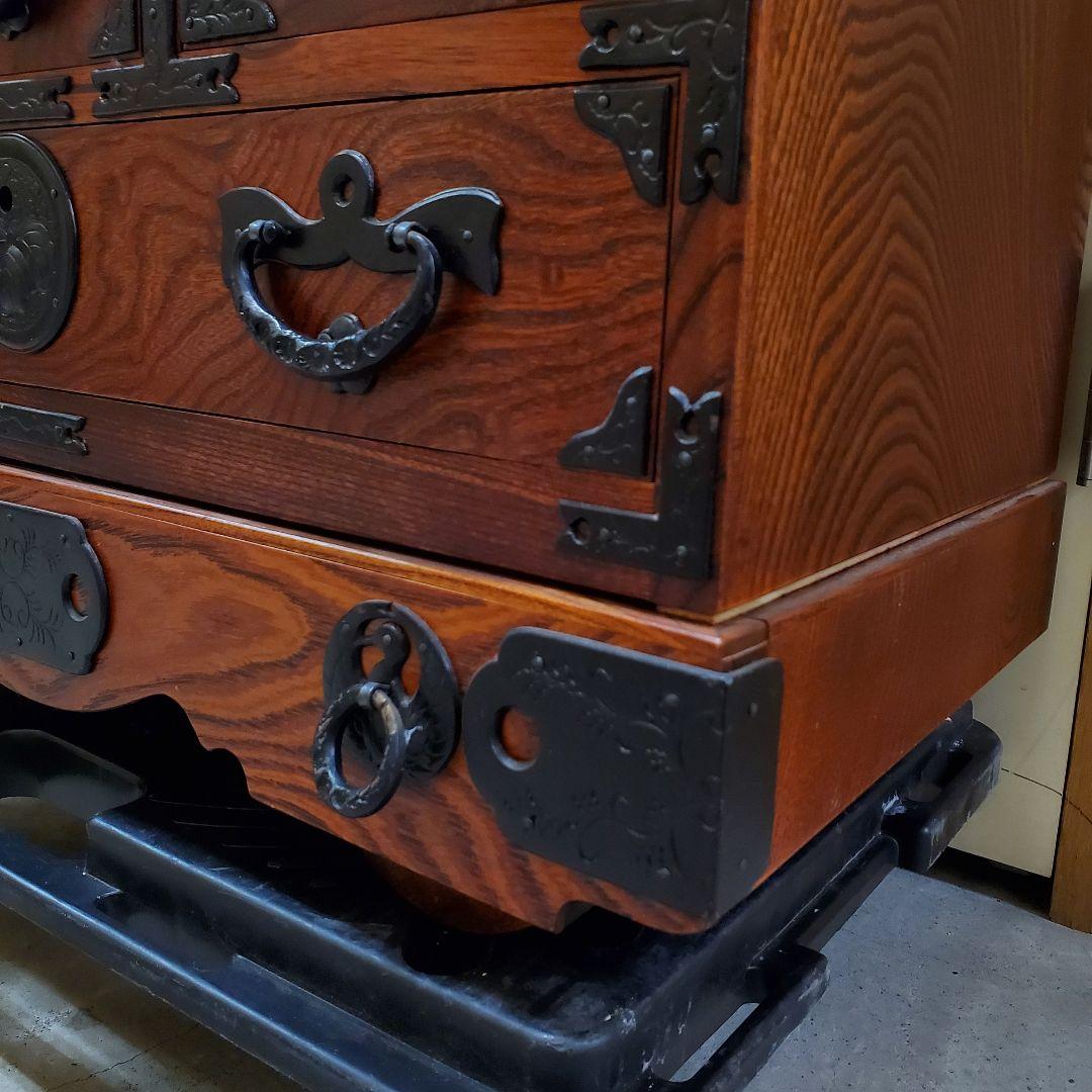 アンティーク 伝統的な船箪笥　木製箪笥 中型 引き出し