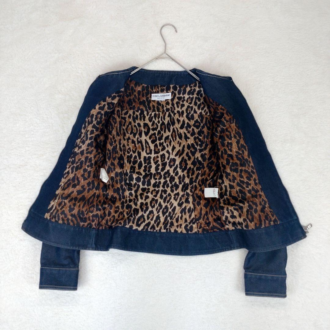 専用✨️【美品　希少L】ドルチェアンドガッバーナ　ノーカラーデニムジャケット　豹
