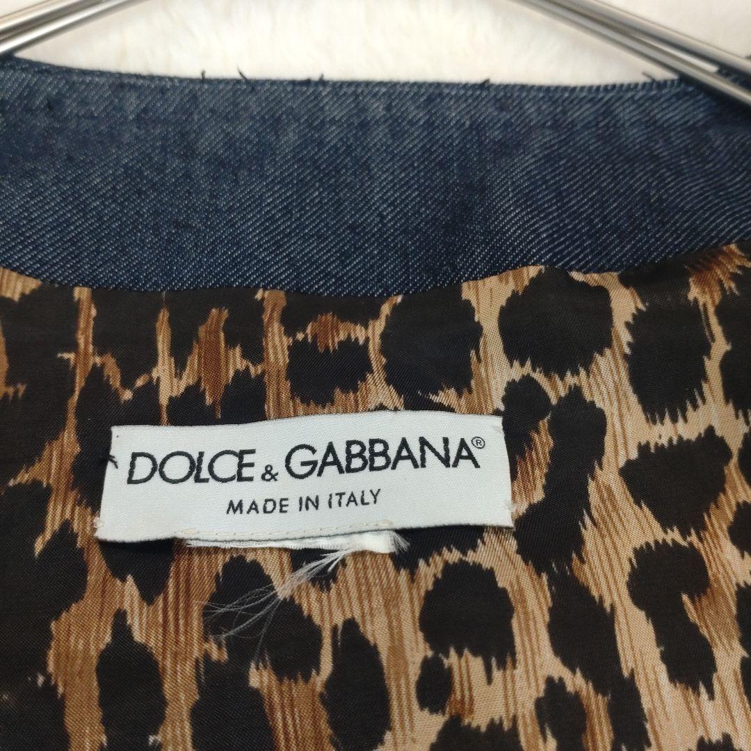 専用✨️【美品　希少L】ドルチェアンドガッバーナ　ノーカラーデニムジャケット　豹