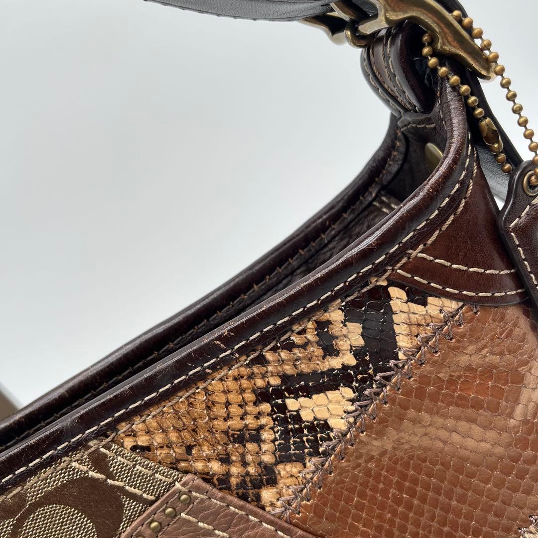 希少⭐︎COACH パッチワーク ワンショルダーバッグ y2k レオパード 豹柄