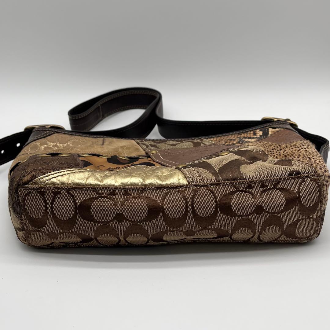 希少⭐︎COACH パッチワーク ワンショルダーバッグ y2k レオパード 豹柄