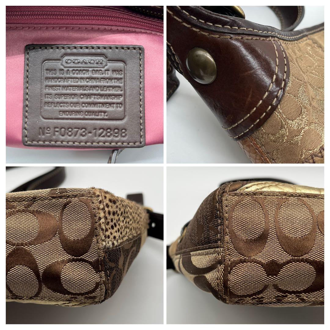 希少⭐︎COACH パッチワーク ワンショルダーバッグ y2k レオパード 豹柄