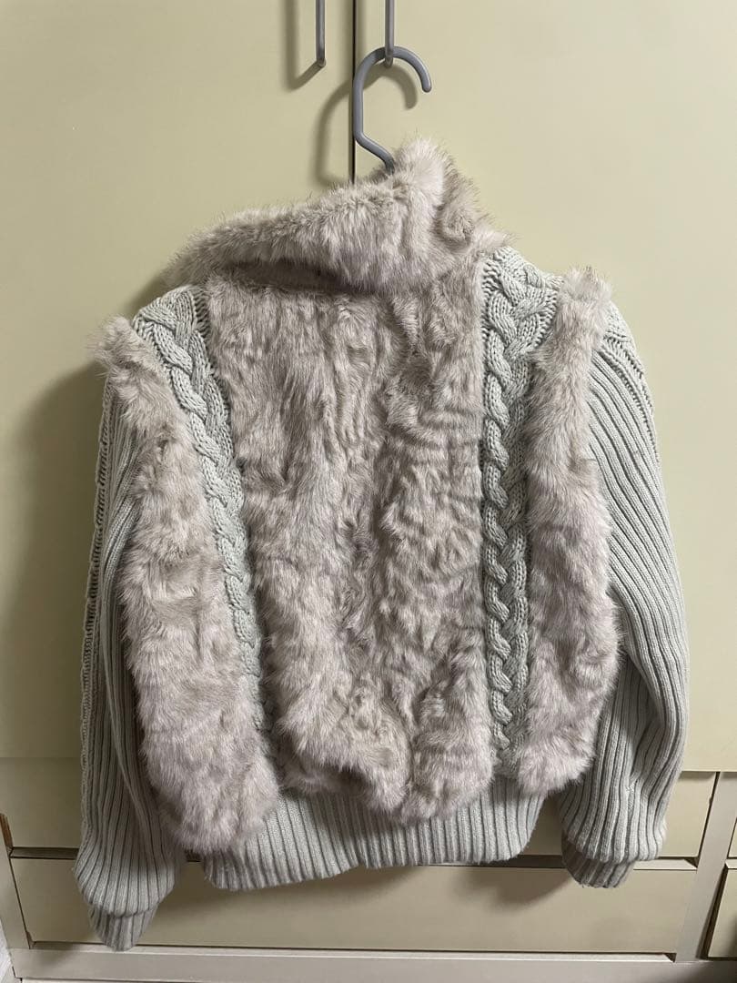 ラグアジェムLAGUA GEM CABLE KNIT FAUX FUR ブルゾン