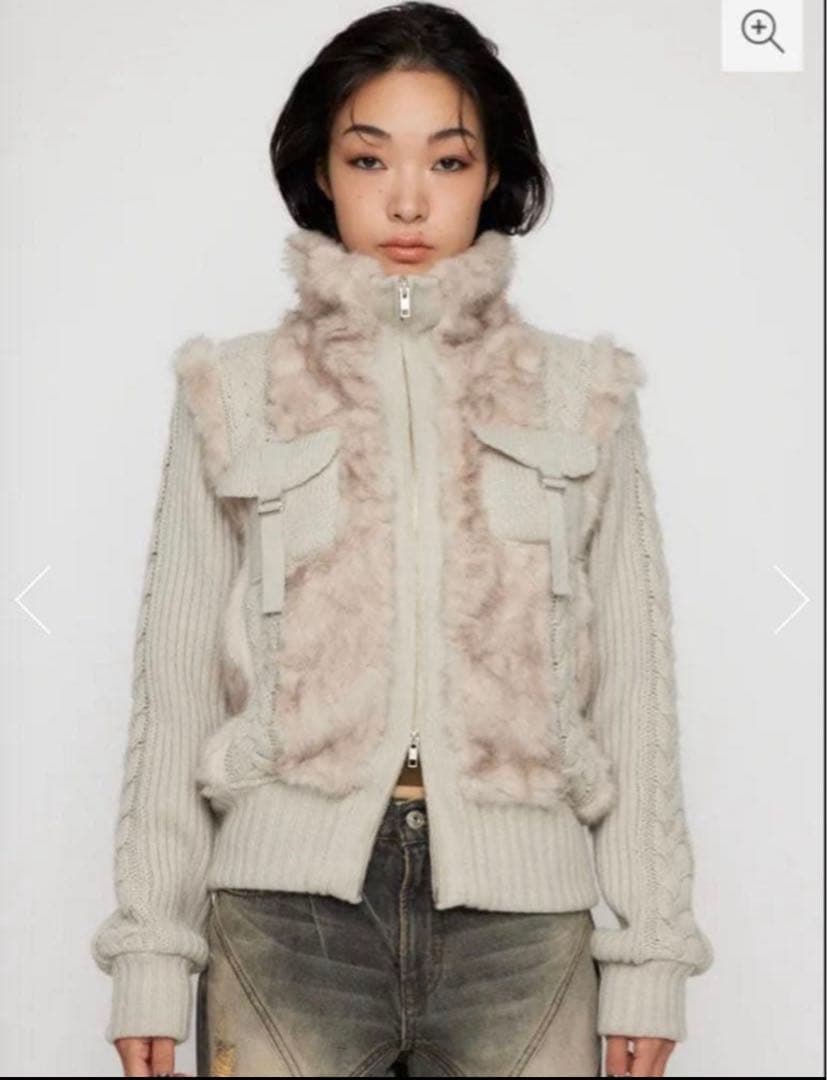 ラグアジェムLAGUA GEM CABLE KNIT FAUX FUR ブルゾン