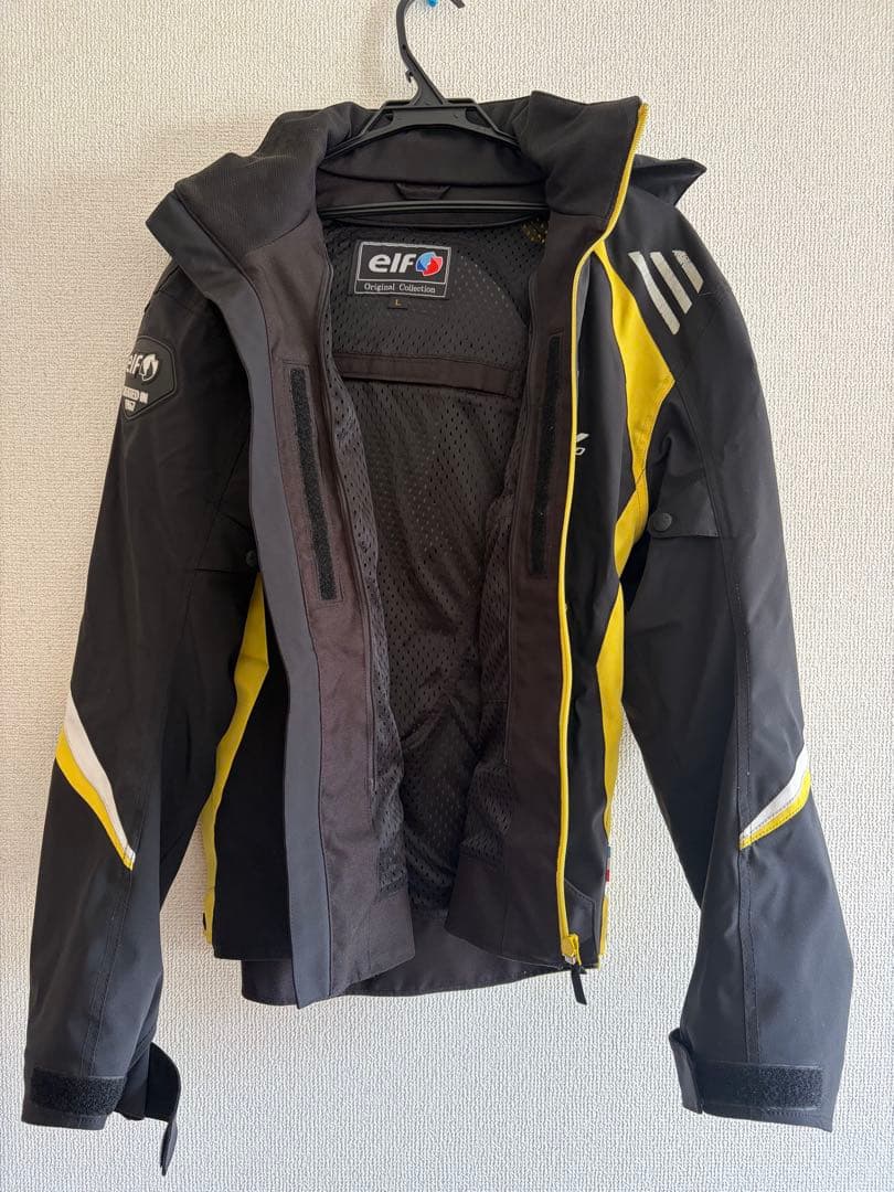 めい太郎elf バイクジャケット 黒/黄 フード付き