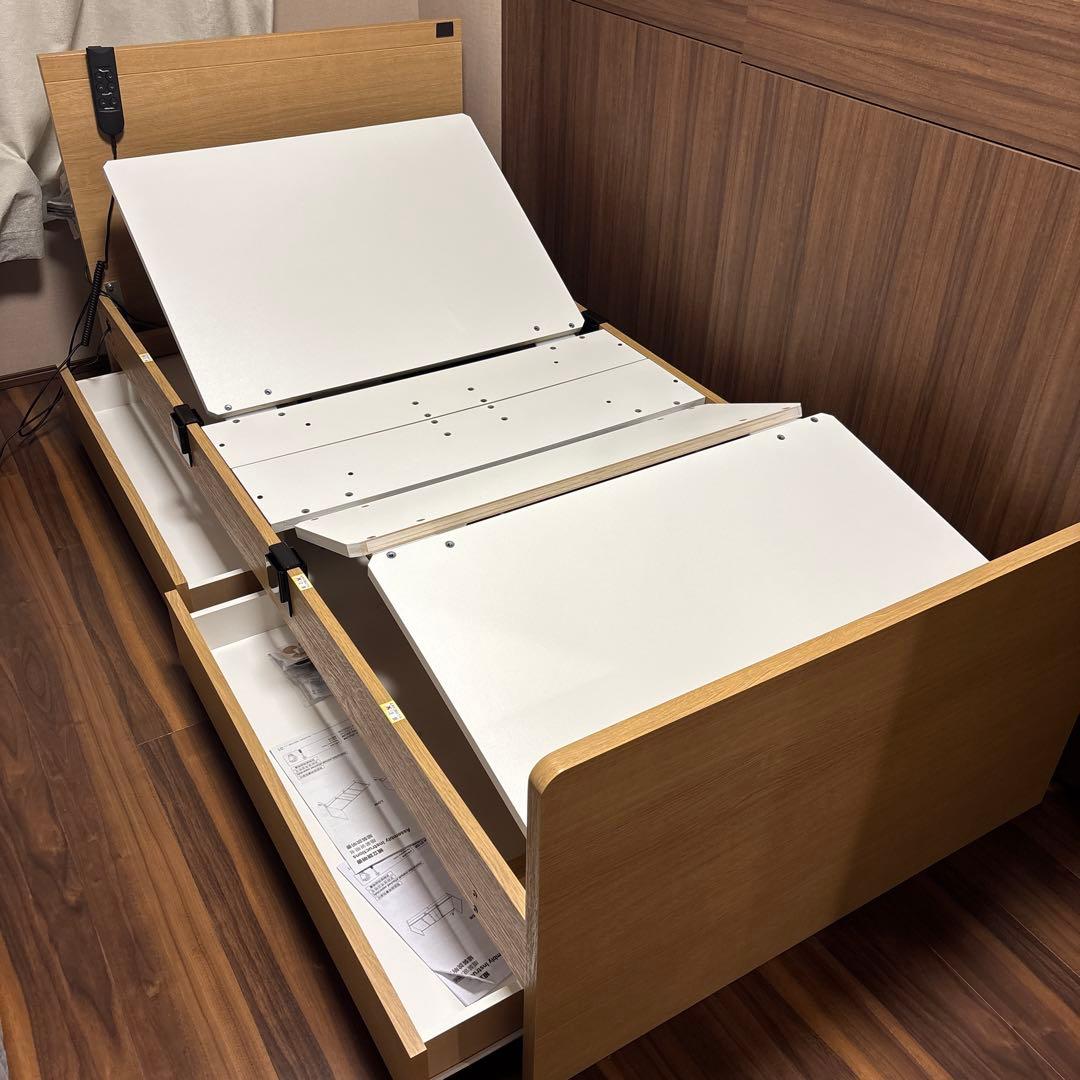 シングルベッド引き出し付き　電動　マットレス付き