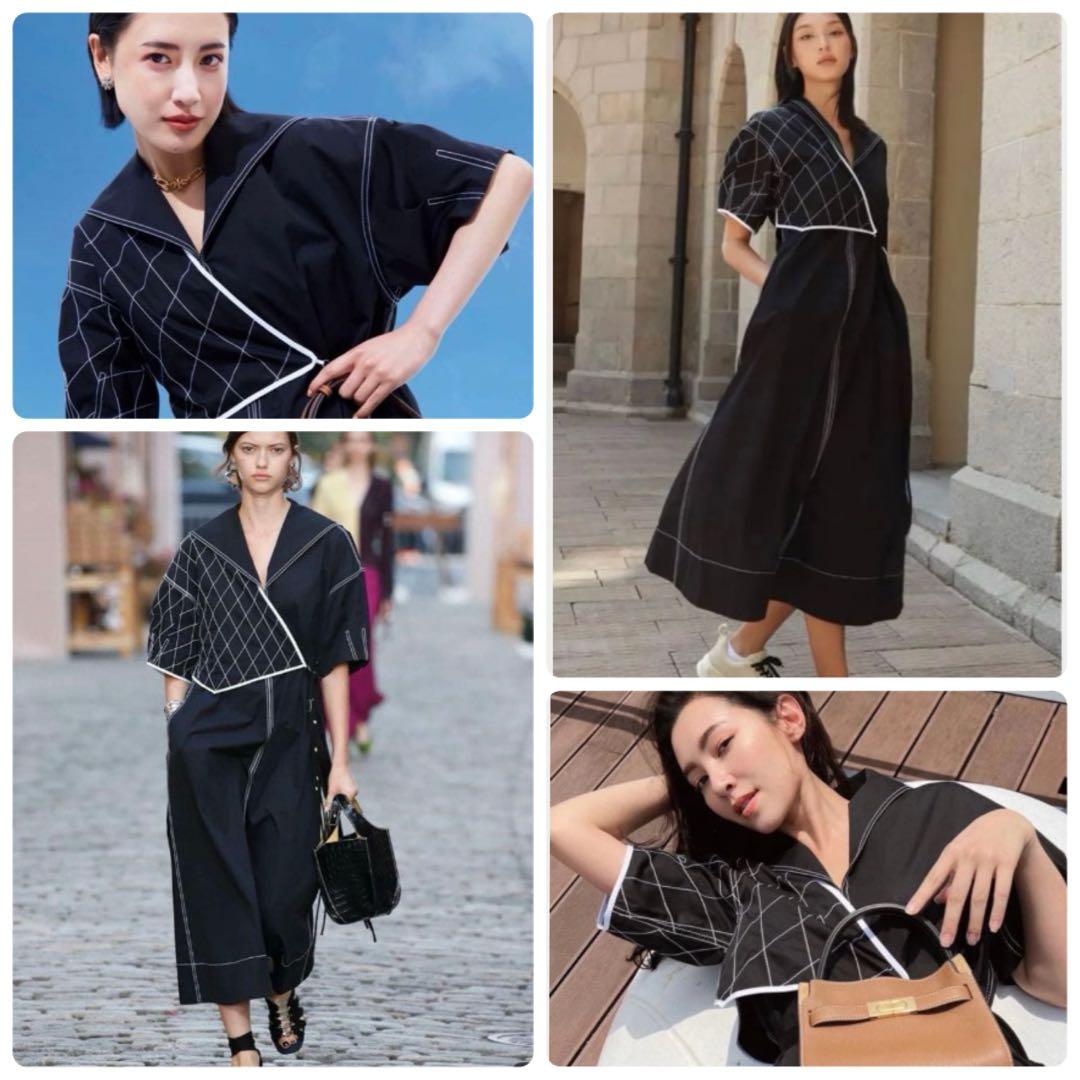 【mu-chan様】トリーバーチ ロングワンピース　コットン セーラードレス 黒