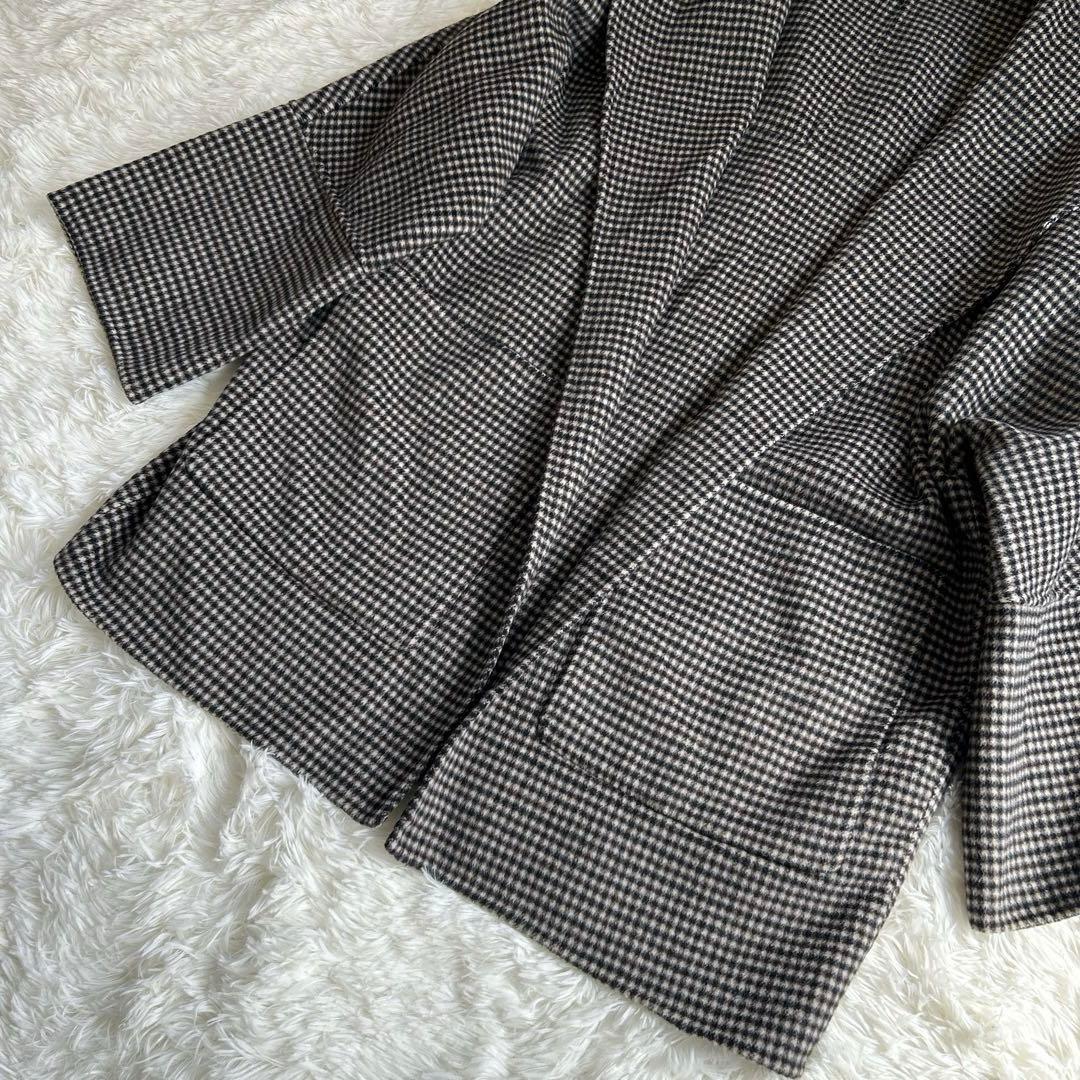 ✨美品✨アダムエロペ Super120’s ウールリバーハーフコート チェック