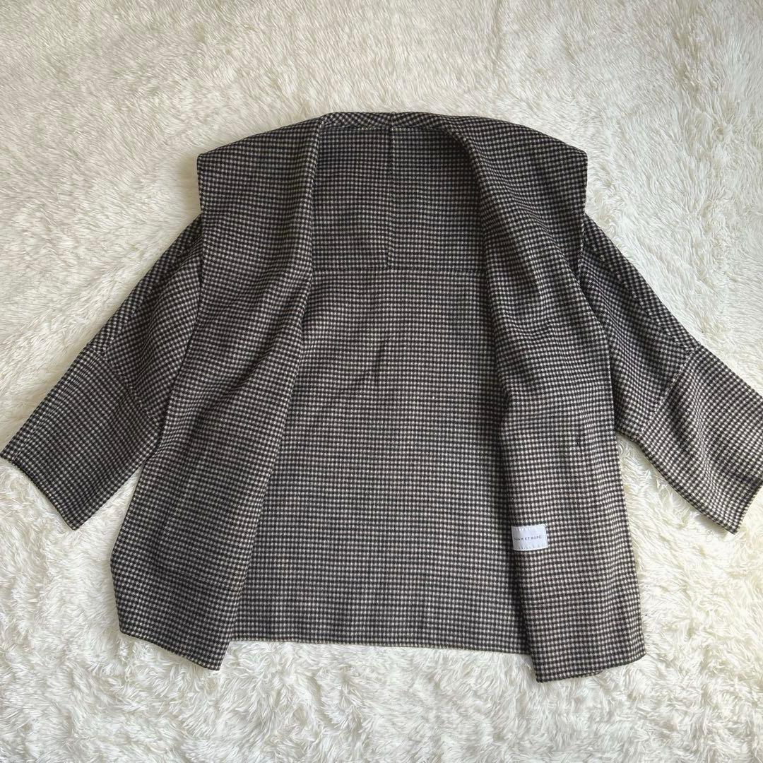 ✨美品✨アダムエロペ Super120’s ウールリバーハーフコート チェック