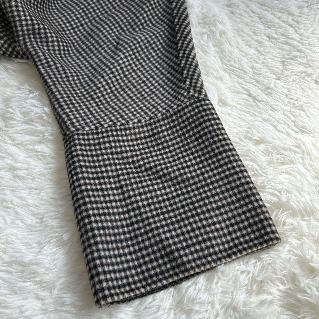 ✨美品✨アダムエロペ Super120’s ウールリバーハーフコート チェック