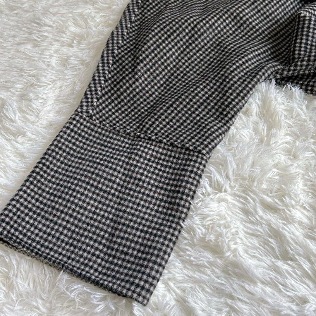 ✨美品✨アダムエロペ Super120’s ウールリバーハーフコート チェック