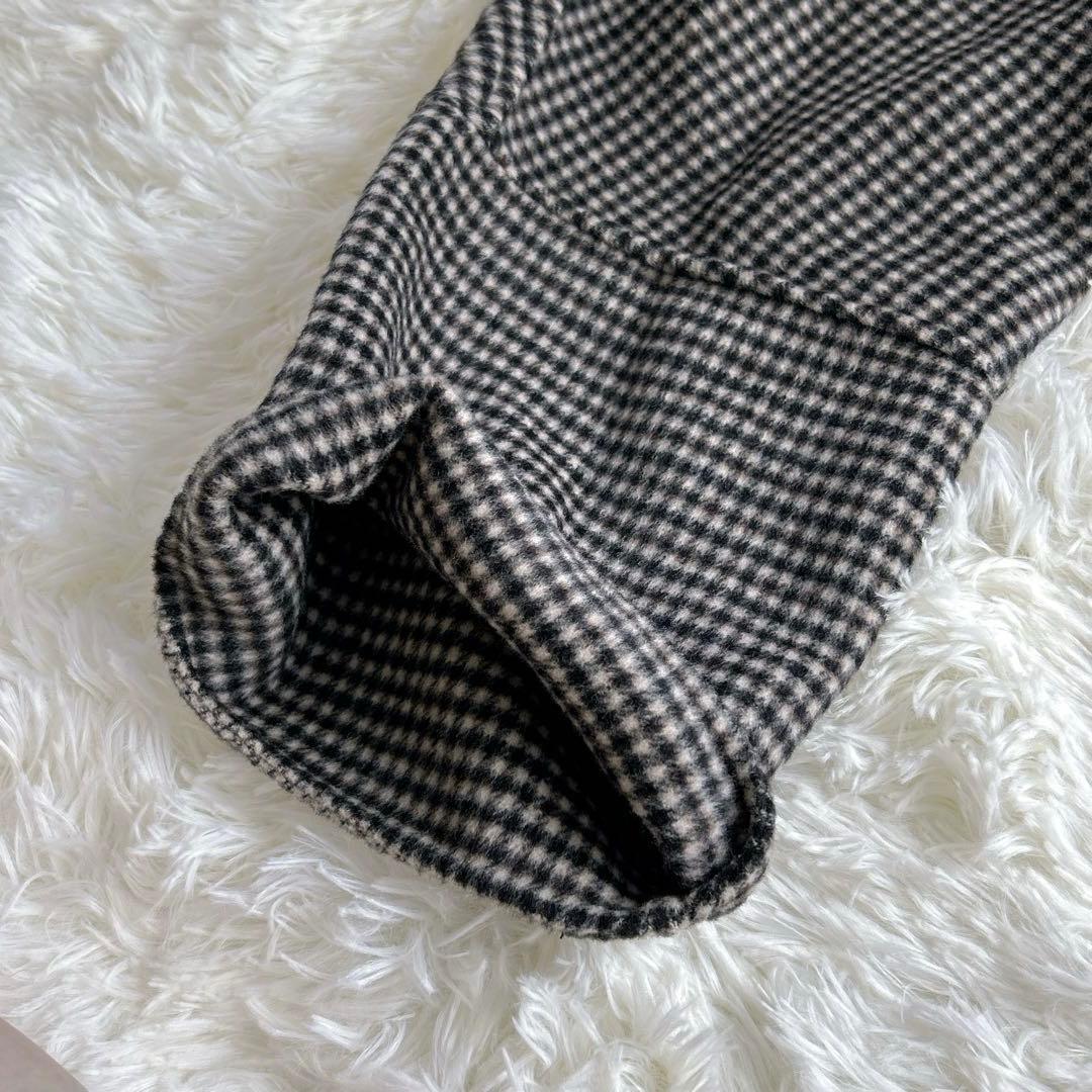 ✨美品✨アダムエロペ Super120’s ウールリバーハーフコート チェック