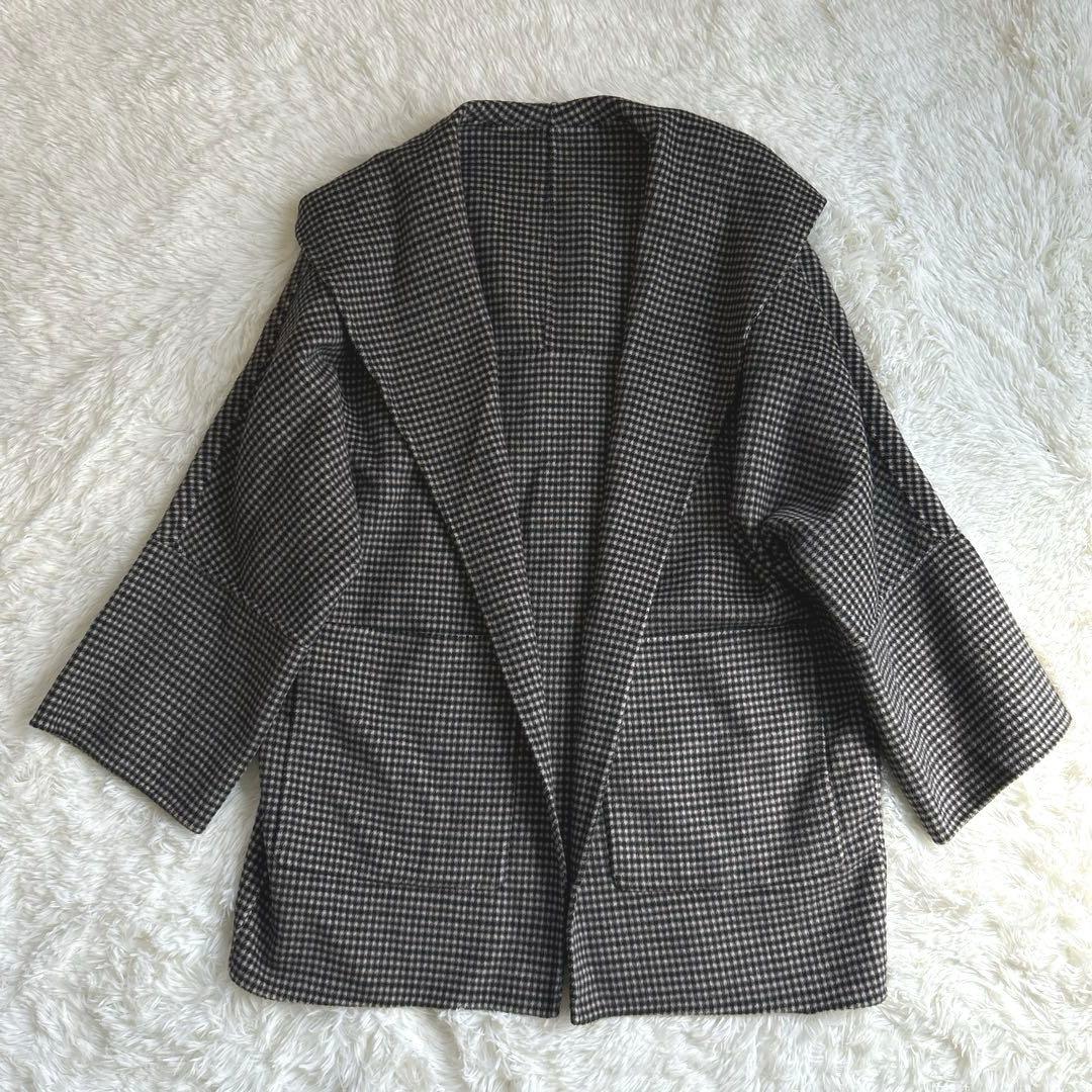 ✨美品✨アダムエロペ Super120’s ウールリバーハーフコート チェック