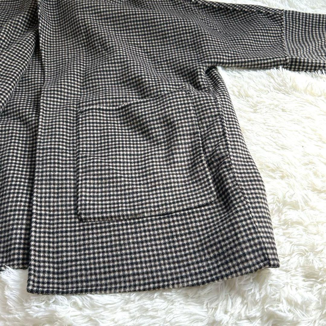 ✨美品✨アダムエロペ Super120’s ウールリバーハーフコート チェック