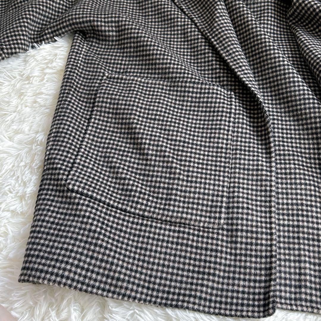 ✨美品✨アダムエロペ Super120’s ウールリバーハーフコート チェック