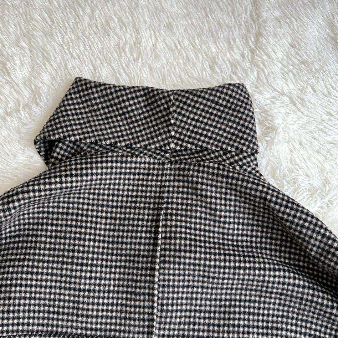 ✨美品✨アダムエロペ Super120’s ウールリバーハーフコート チェック